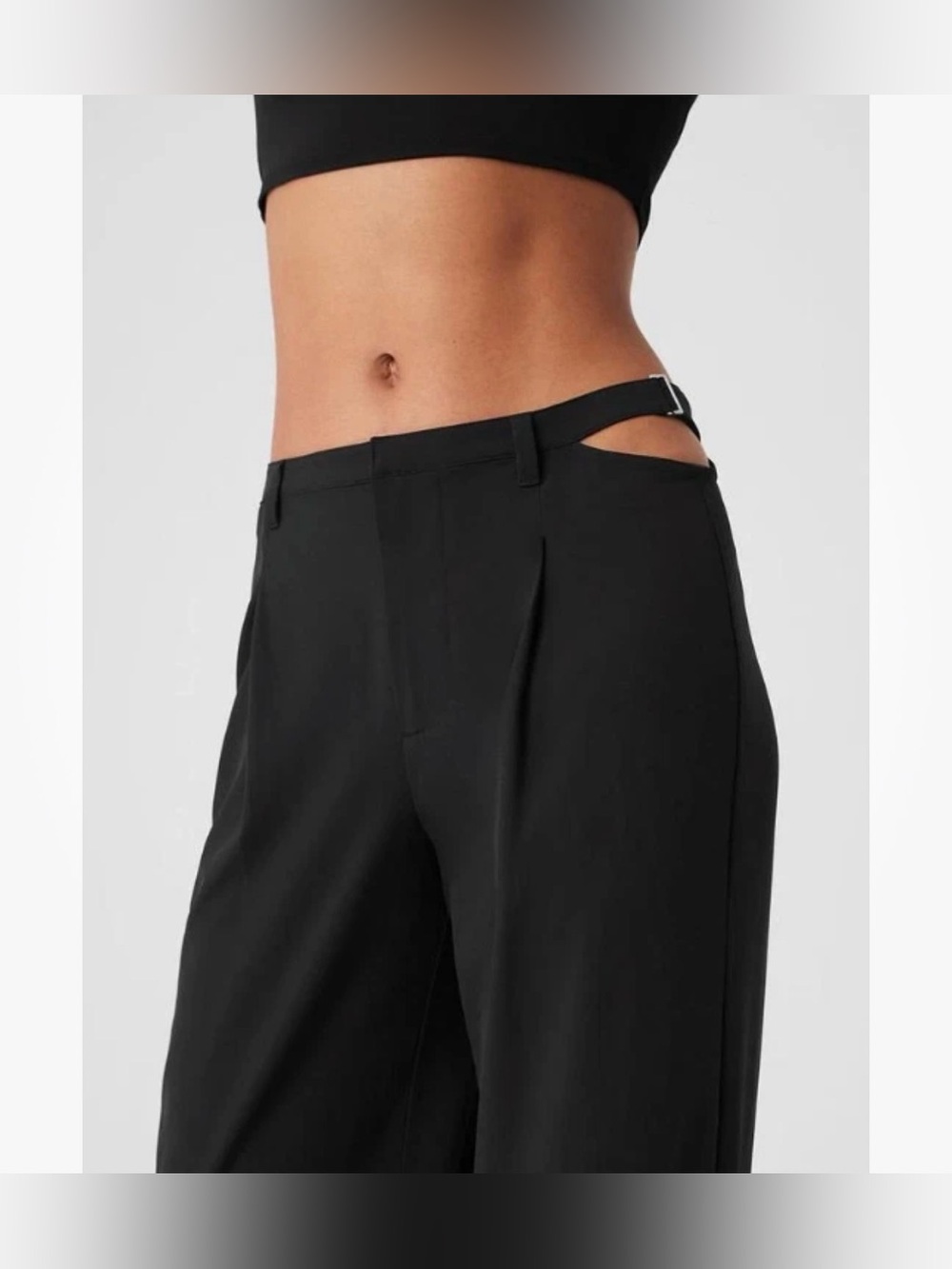 Alo Yoga Women Showdown Mid Rise Trousers Sz M Black